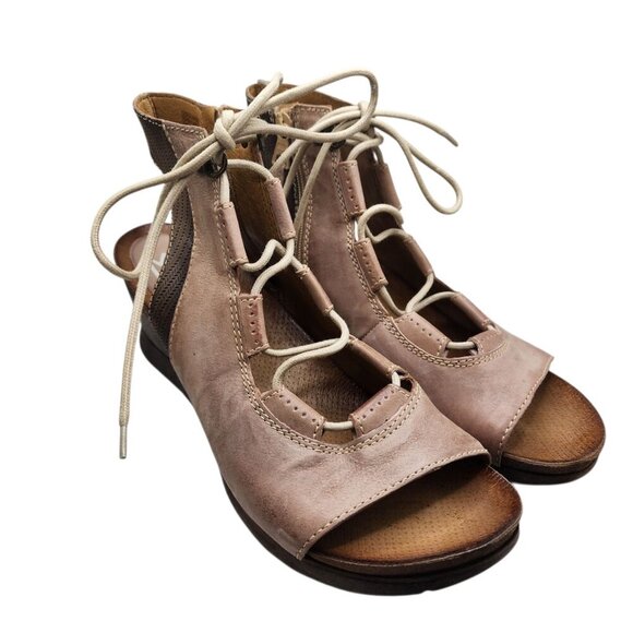 Miz Mooz Satine Gladiator Comfort Wedge Sandal Rose Pink Leather sz 11 US 42 EU - Picture 1 of 8